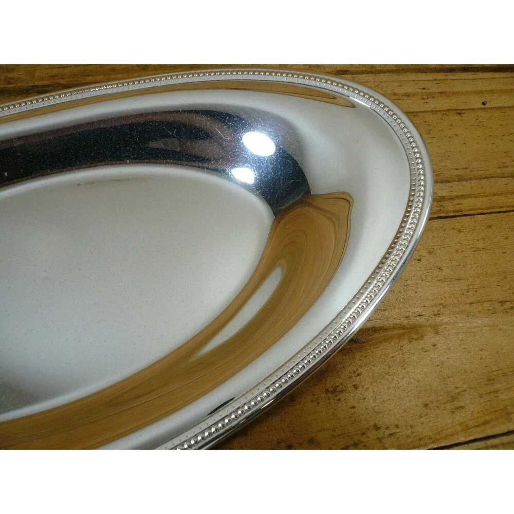 Oneida Beaded Bread Tray Silver Plate 13 1/2